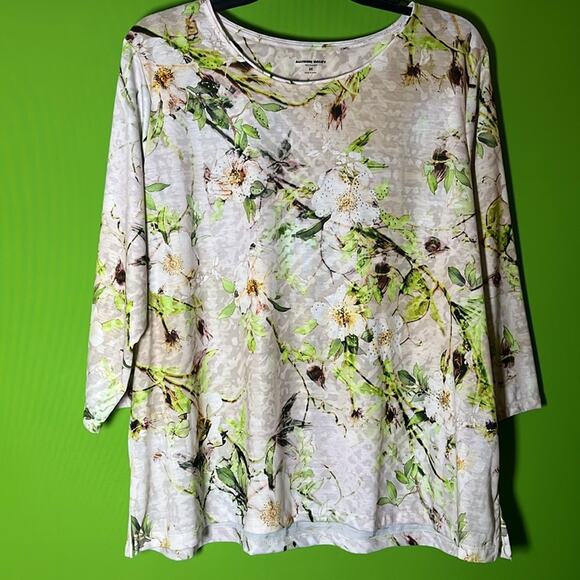 Allison Daley Women's Plus Floral Long Sleeve Blouse Multicolor Knit 2X - Picture 2 of 5